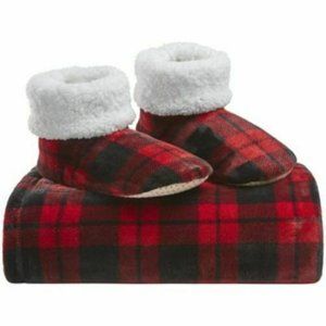 Alcove Plaid Throw and Bootie Set Sz S/M